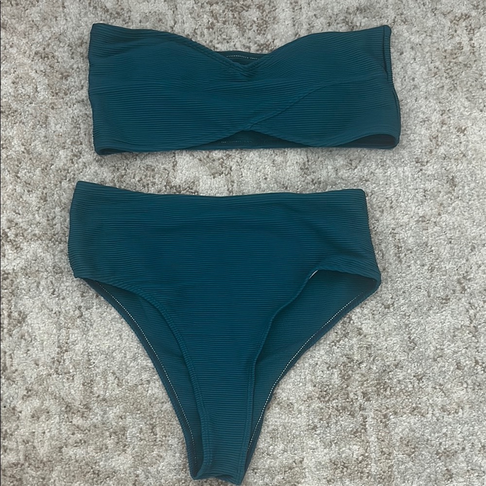 Teal Bandeau Bikini Set